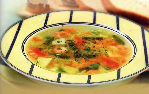 Суп из овощей с креветками